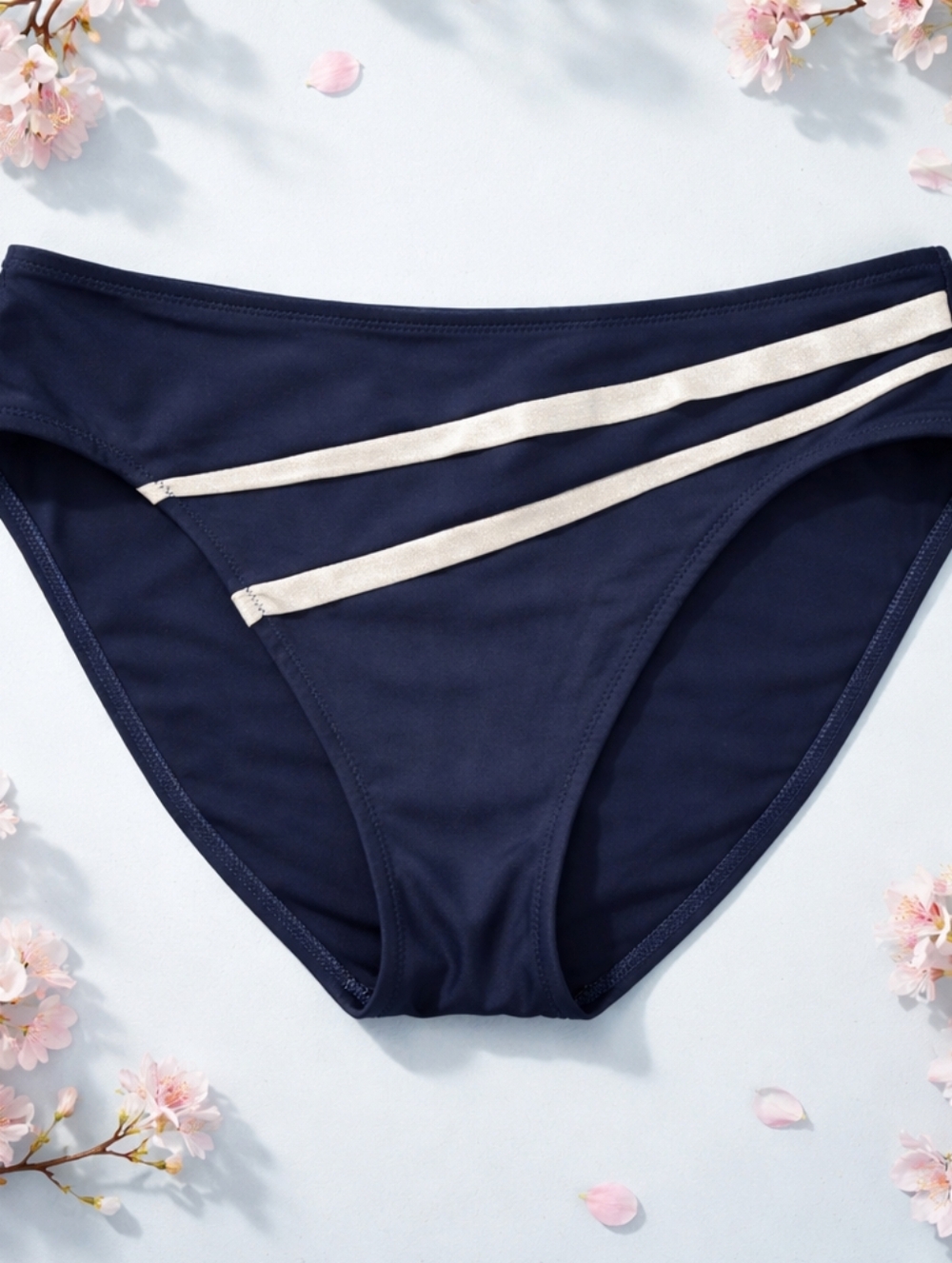 Vintage Gottex Navy Stripe High-Waist Bikini Set Size 8 Chic Nautique - Picture 4 of 14